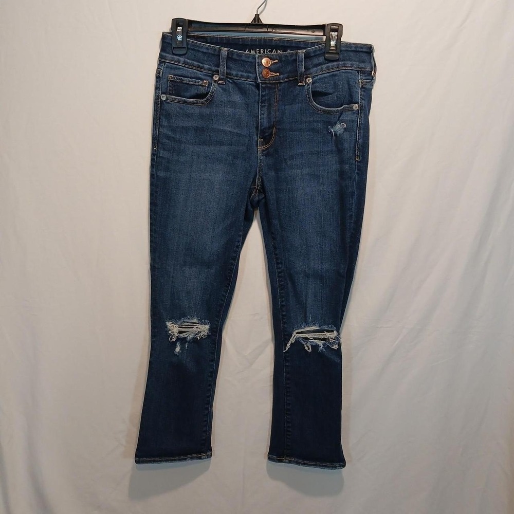 American Eagle sz8 stretch crop jeans indie sleaze hipster 2010s biker denim